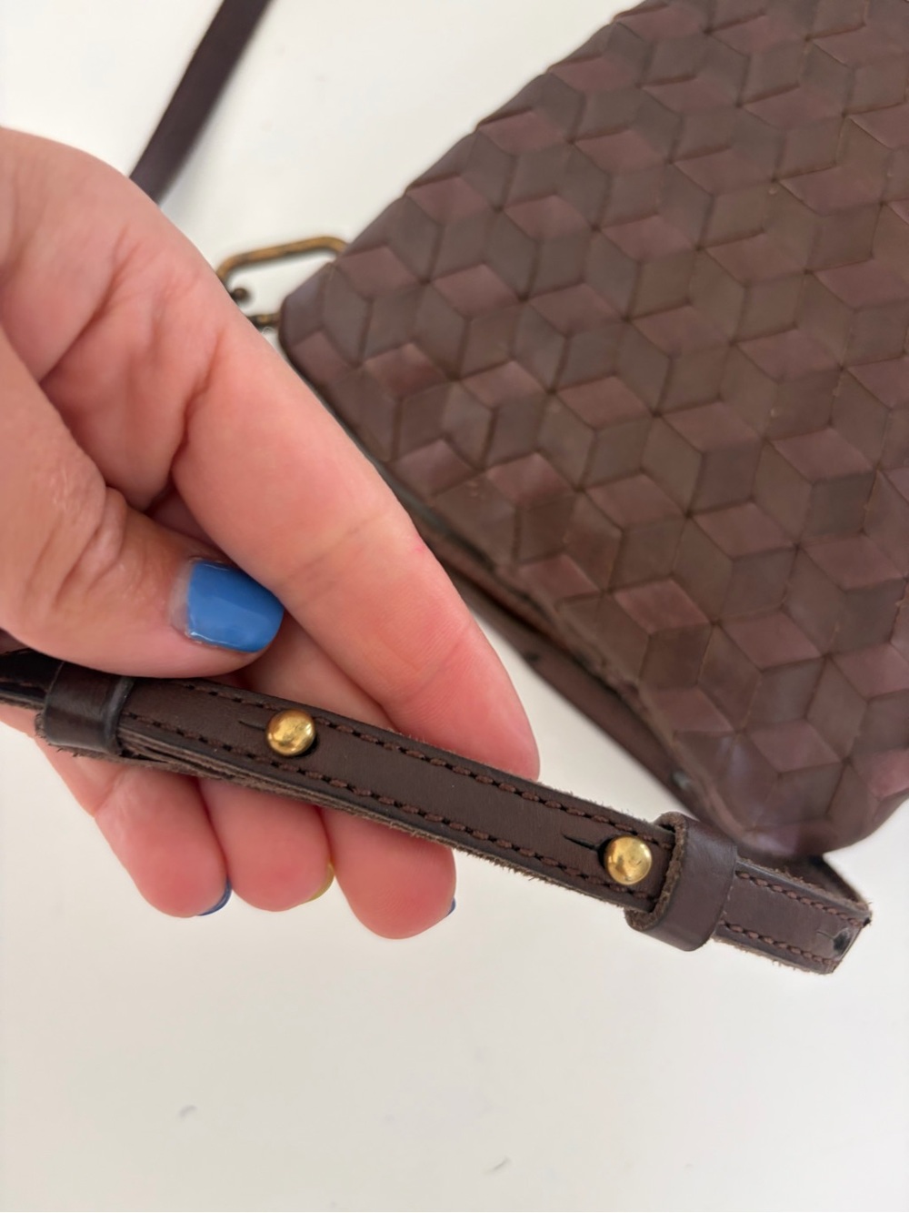 Madewell The Puff Woven Leather Crossbody Bag Chocolate Raisin NI981 - Picture 7 of 14